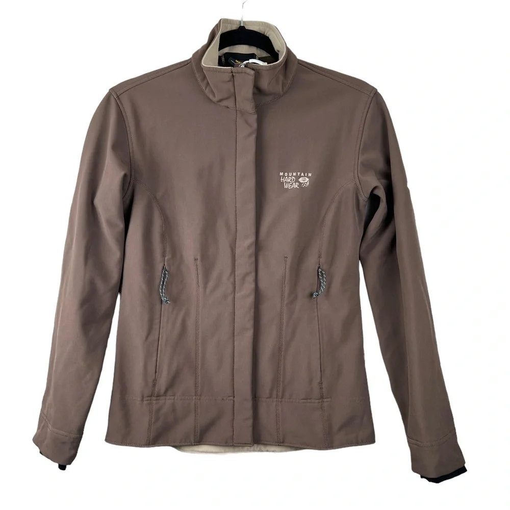 Mountain Hardwear Women’s SoftShell Jacket Brown Fleece‎ Lined Coat Size Small